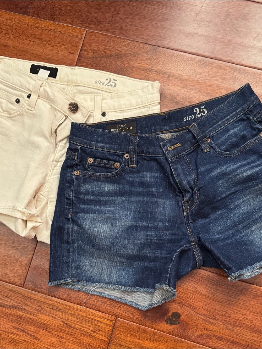 J. Crew Dark Blue and White Denim Jean Shorts - Size 25